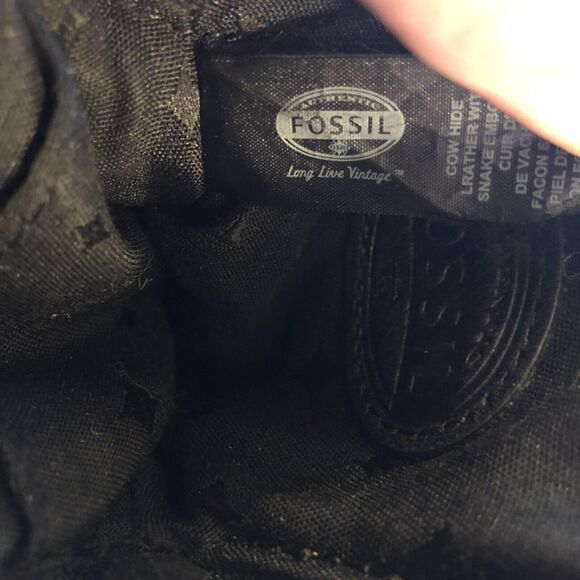 Fossil Credit Card Holder Wristlet Bag Black Snake Print 5"x3.5" C2 - Picture 11 of 11